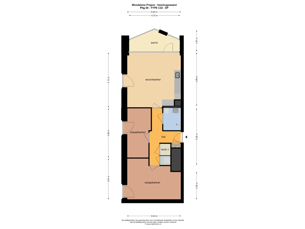 Bekijk plattegrond van Pltg 09 van Type C Diep 3 Kamer appartement comfort