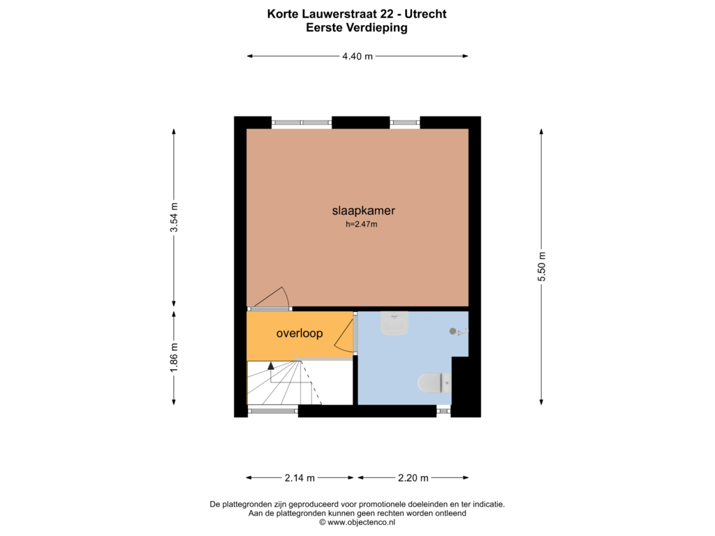 Bekijk plattegrond van Eerste Verdieping van Korte Lauwerstraat 22