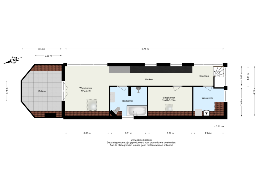 Bekijk plattegrond van Verdieping 3 van Sionstraat 2-B02