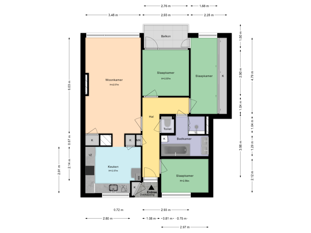 Bekijk plattegrond van 3e verdieping van Wolframstraat 38