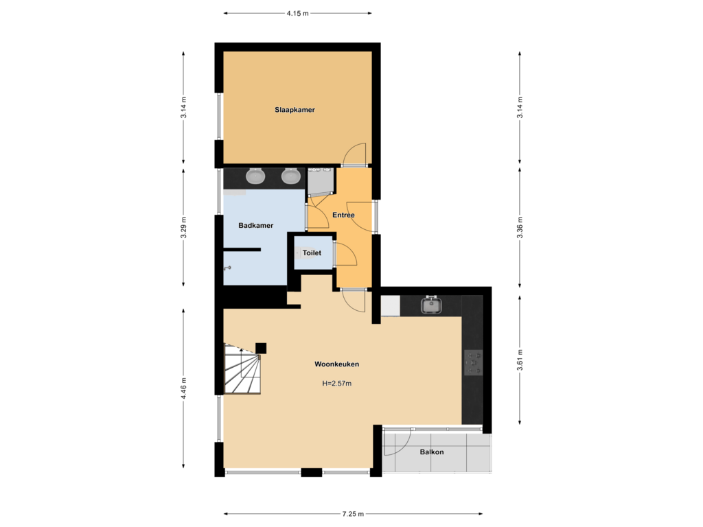 Bekijk plattegrond van Woonetage I van Bachweg 27-C