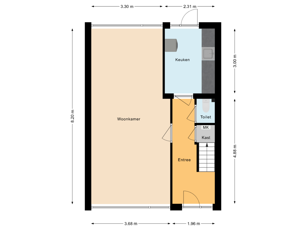 Bekijk plattegrond van Begane grond van van der Plaatstraat 18