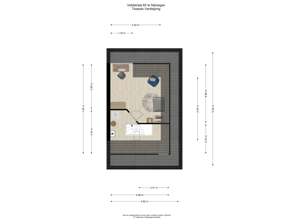 Bekijk plattegrond van Tweede Verdieping van Veldstraat 65