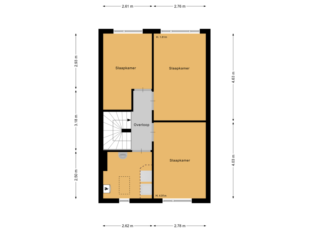 Bekijk plattegrond van Tweede verdieping van Schoonebekerstraat 29