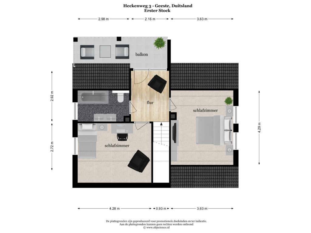 Bekijk plattegrond van Erster Stock van Heckenweg 3