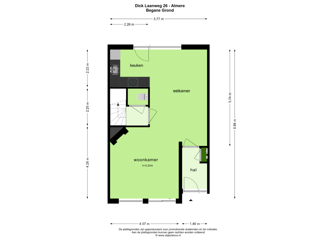 Bekijk plattegrond van BEGANE GROND van Dick Laanweg 26