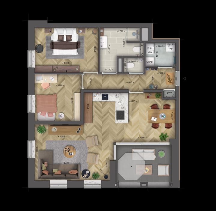 Image of Type A Apartment with shared street entrance