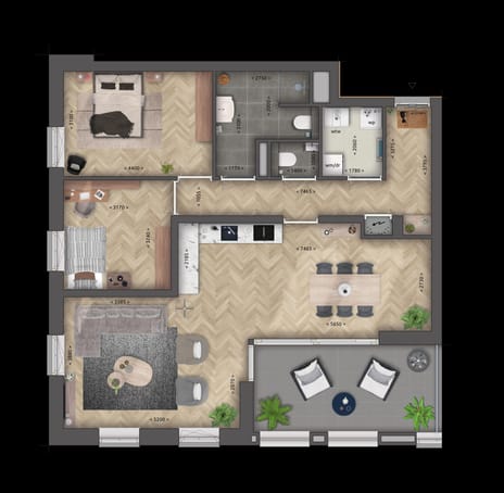 Image of Type C Apartment with shared street entrance