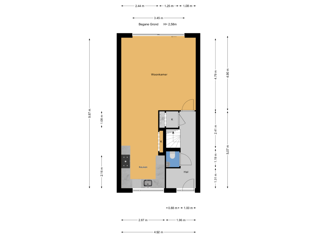 Bekijk plattegrond van Begane Grond van Strausslaan 68