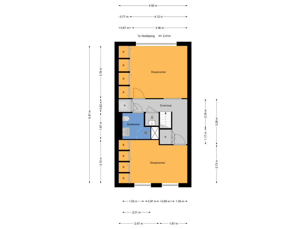 Bekijk plattegrond van 1e Verdieping van Strausslaan 68