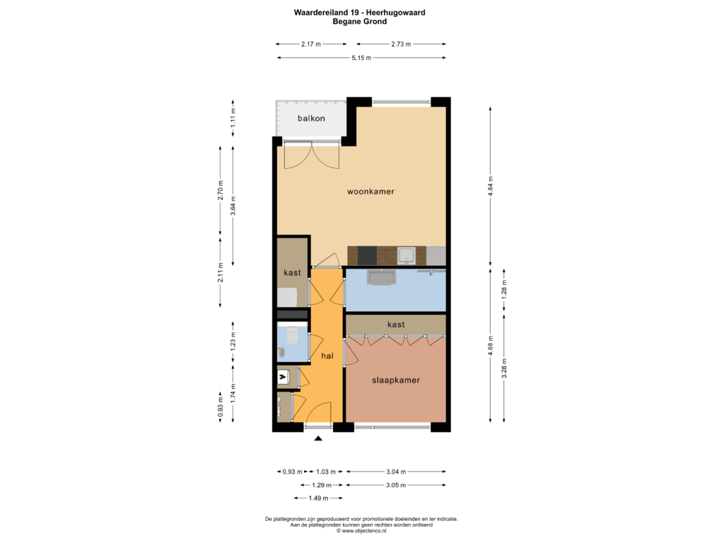 Bekijk plattegrond van BEGANE GROND van Waardereiland 19