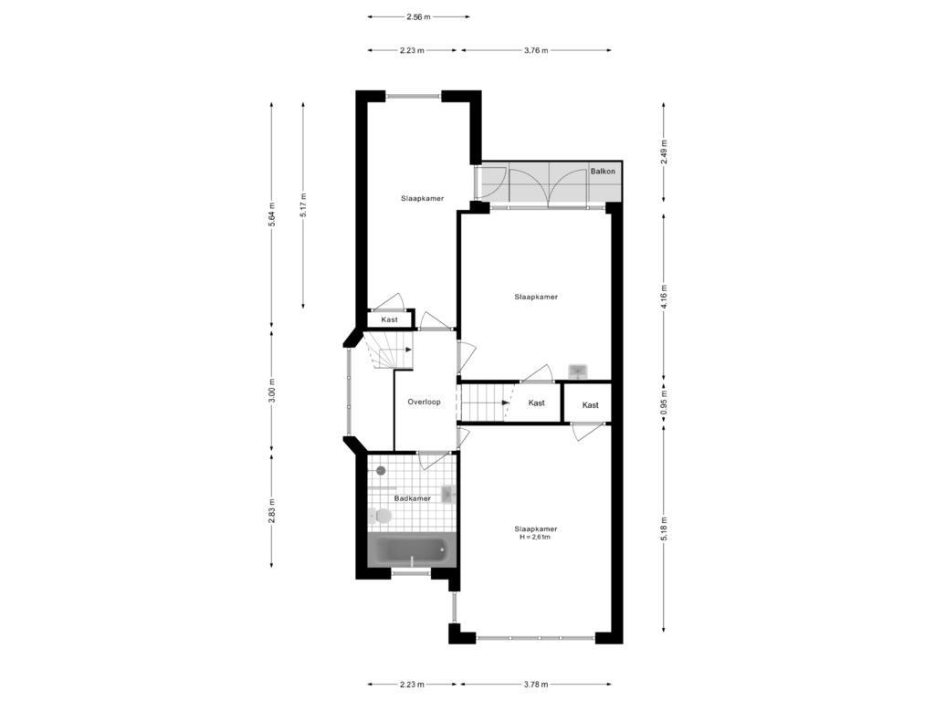 Bekijk plattegrond van 1e Verdieping van Molenstraat 126