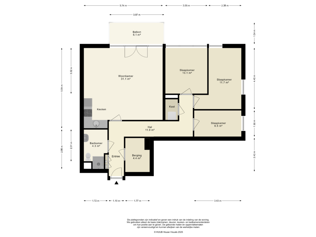 Bekijk plattegrond van Appartement van Olivier van Noortstraat 10-C