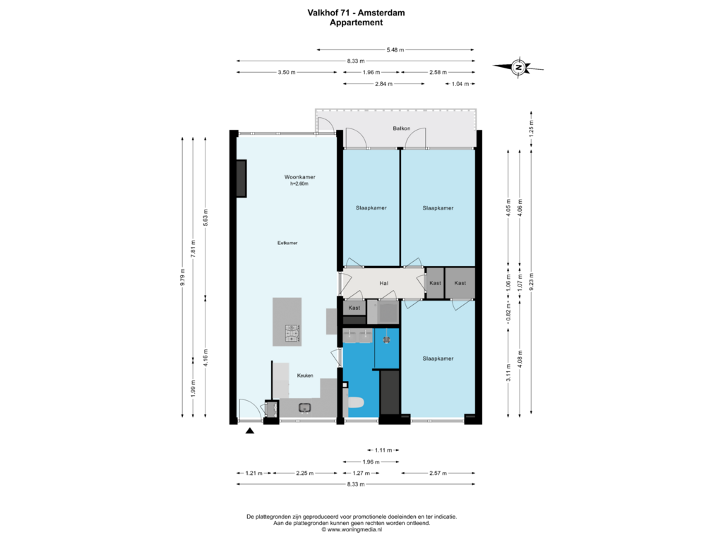 Bekijk plattegrond van Appartement van Valkhof 71