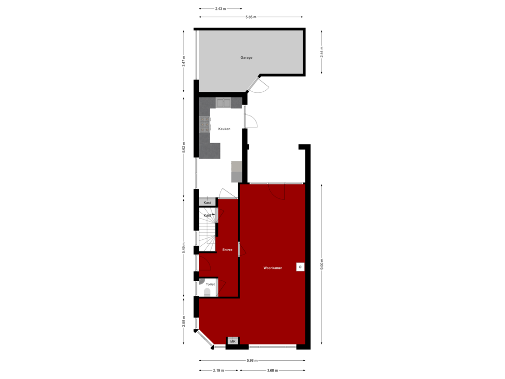 Bekijk plattegrond van Begane grond van Drabbestraat 7