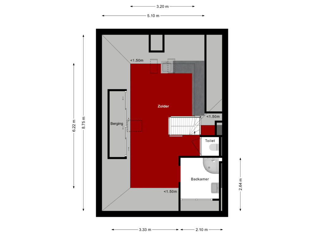 Bekijk plattegrond van Tweede verdieping van Drabbestraat 7