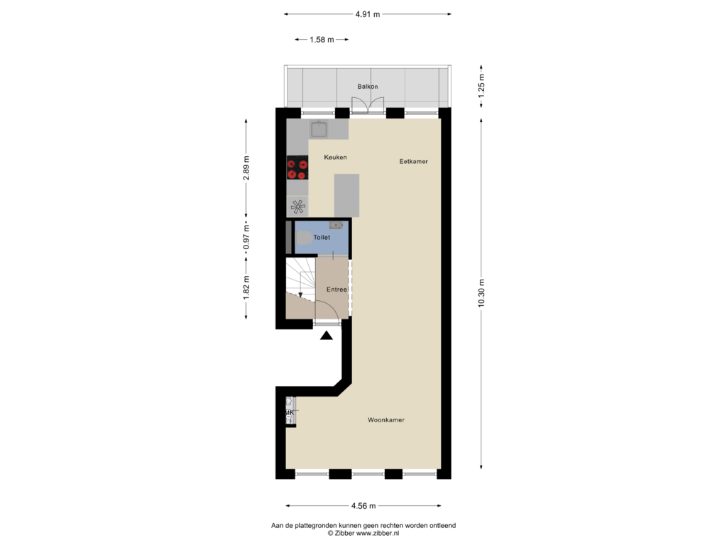 Bekijk plattegrond van Derde verdieping van Albert Cuypstraat 53-3