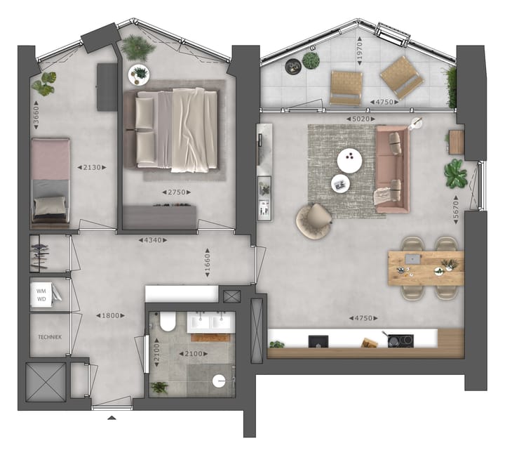 Foto 11 van Type C Breed 3 kamer appartement