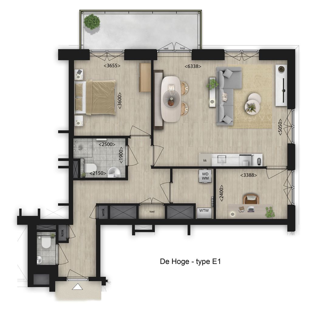 Foto 1 van 3-Kamer appartement (Bouwnr. 9.05)