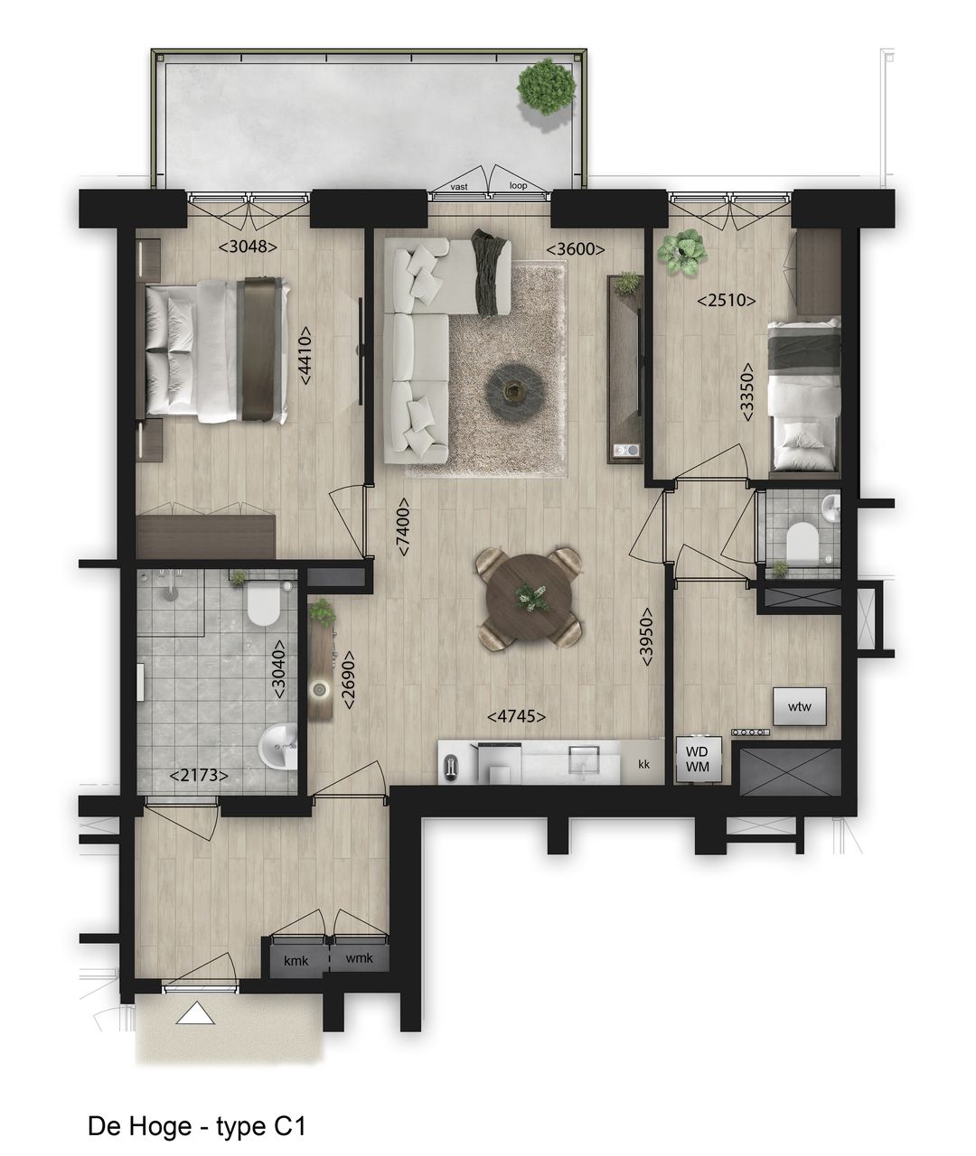 Foto 1 van 3-Kamer appartement (Bouwnr. 9.03)