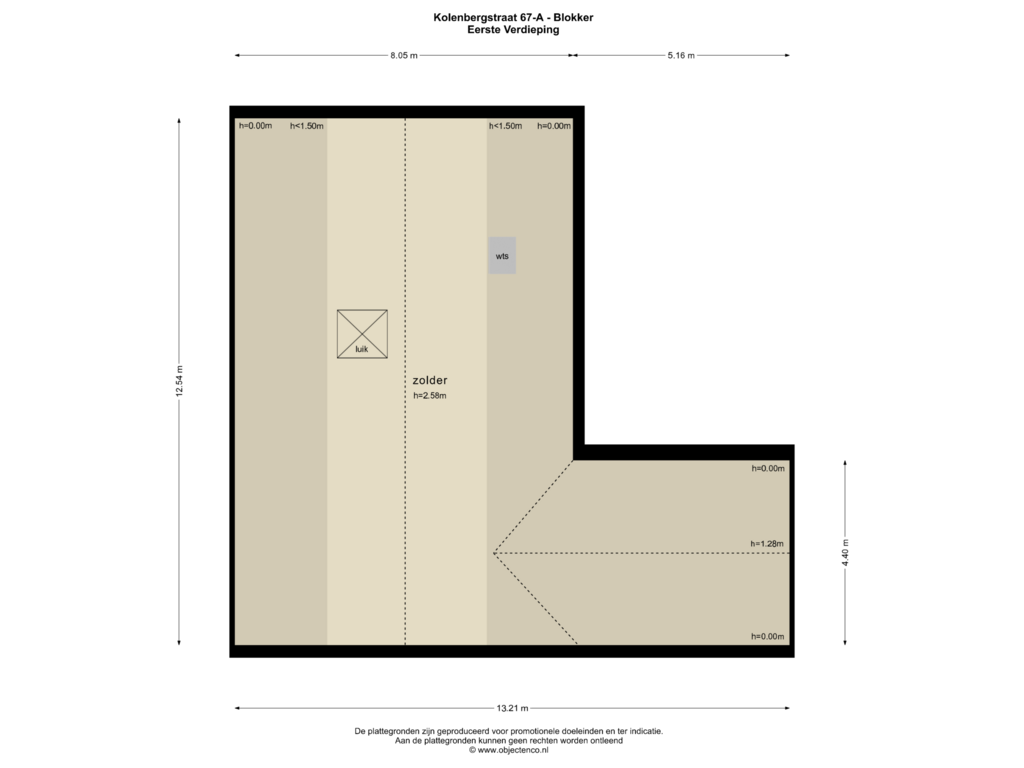 Bekijk plattegrond van EERSTE VERDIEPING NR 67-A van Kolenbergstraat 67-A