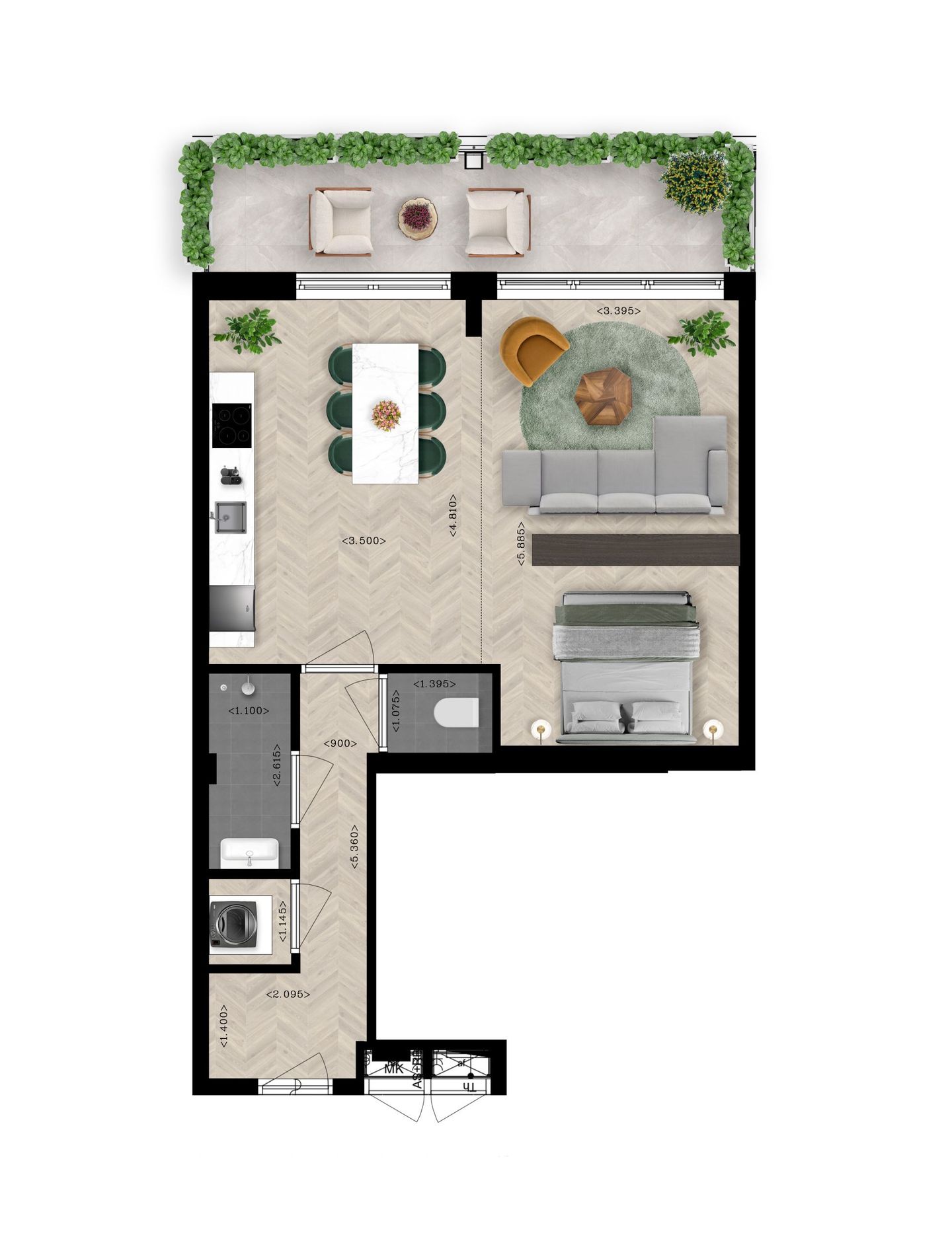 Foto 5 van 2-kamer appartement (Bouwnr. 8.04)