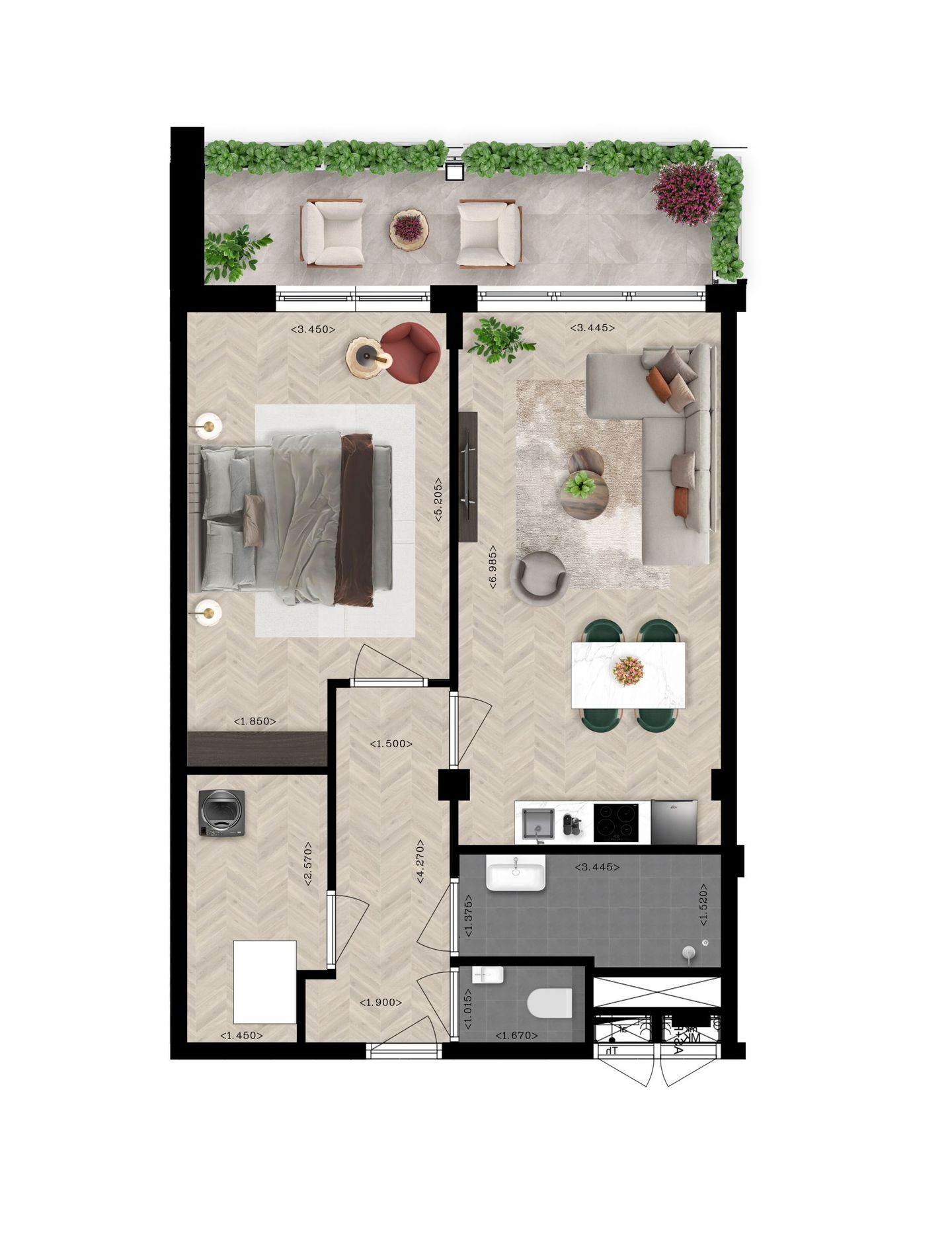 Foto 5 van 2-kamer appartement (Bouwnr. 8.03)