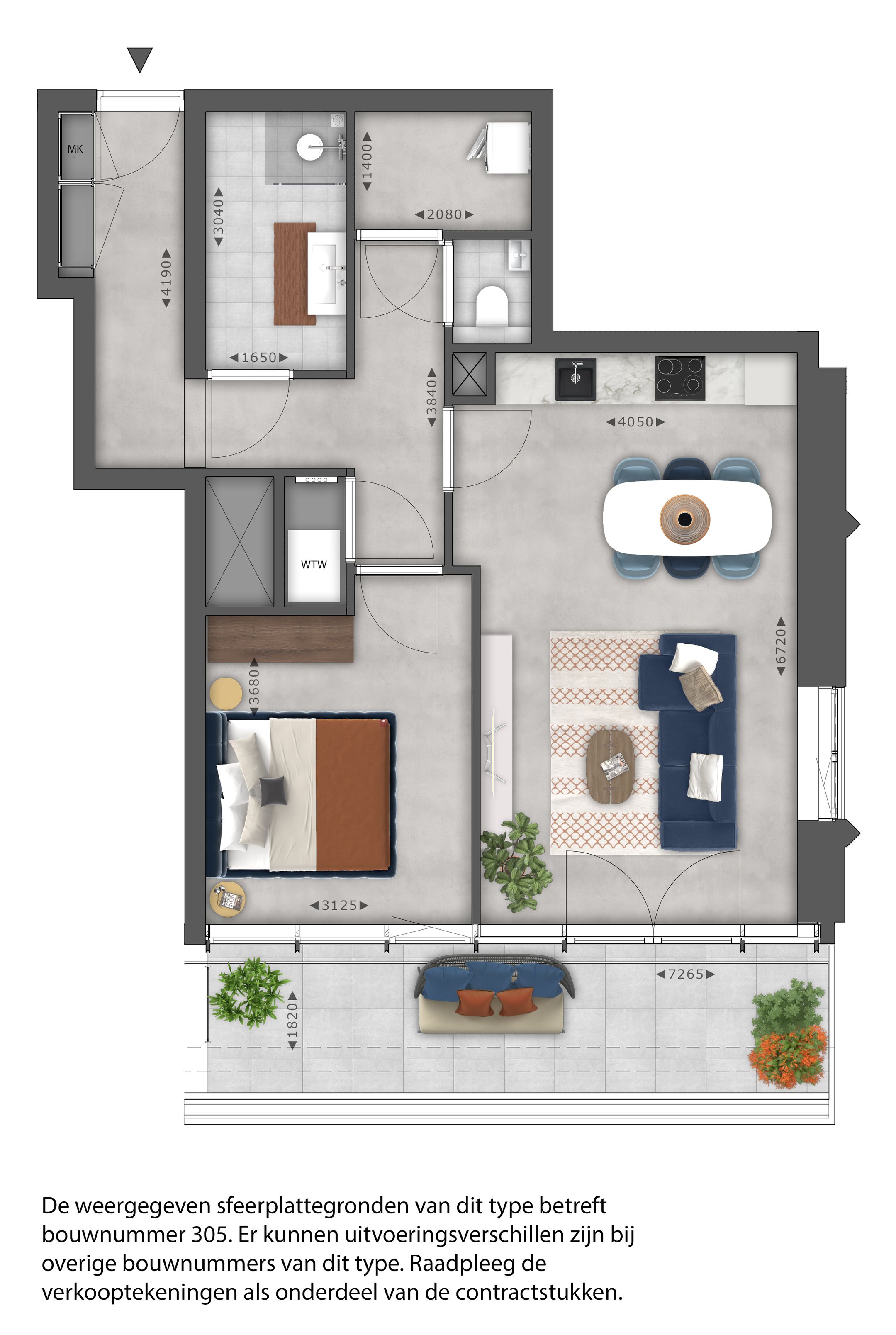 Foto 12 van 2-kamer appartement (Bouwnr. 305)