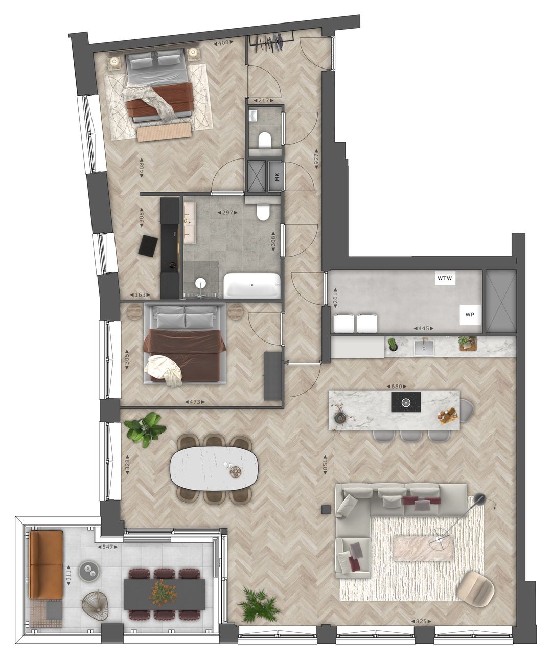 Foto 2 van Type C HOEK Woonlaag 2 (Bouwnr. 2.03)