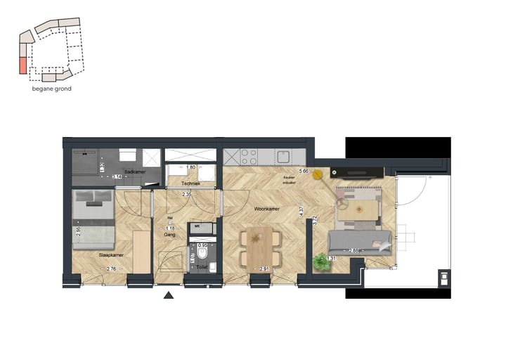 Foto 10 van De Strandwal Uitgeest tweekamerappartement (Bouwnr. 3)