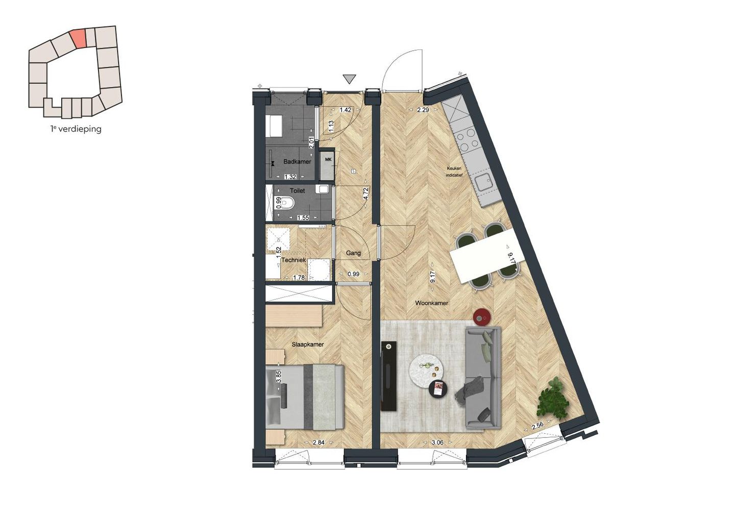 Foto 10 van De Strandwal Uitgeest tweekamerappartement (Bouwnr. 21)