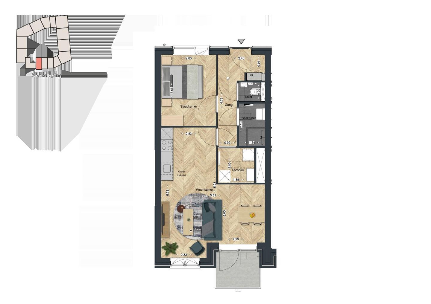 Foto 10 van De Strandwal Uitgeest tweekamerappartement (Bouwnr. 27)