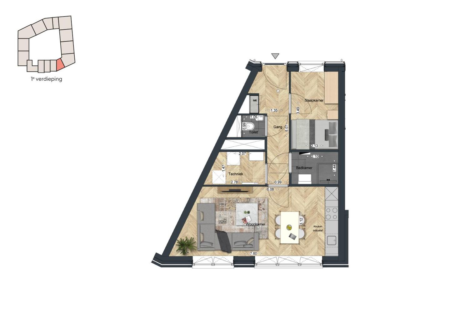 Foto 10 van De Strandwal Uitgeest tweekamerappartement (Bouwnr. 15)