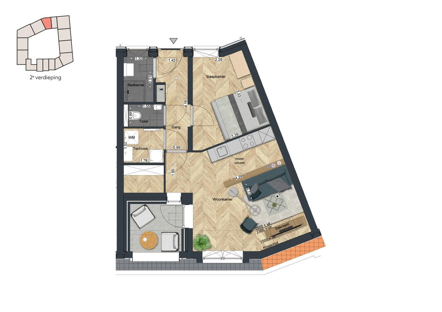 Foto 10 van De Strandwal Uitgeest tweekamerappartement (Bouwnr. 37)