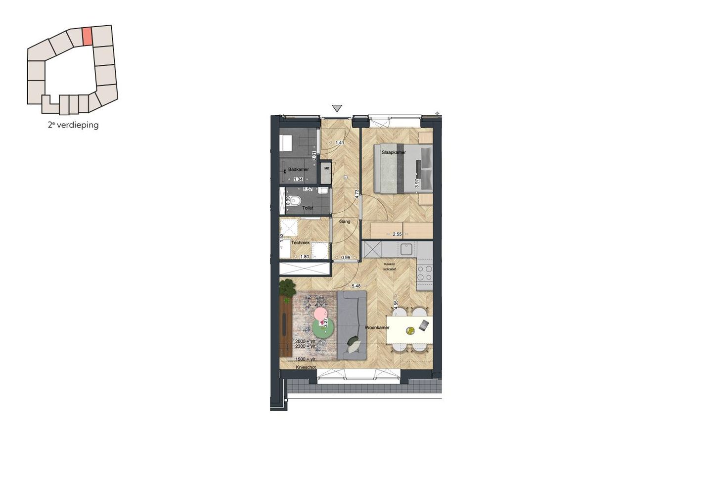 Foto 10 van De Strandwal Uitgeest tweekamerappartement (Bouwnr. 36)
