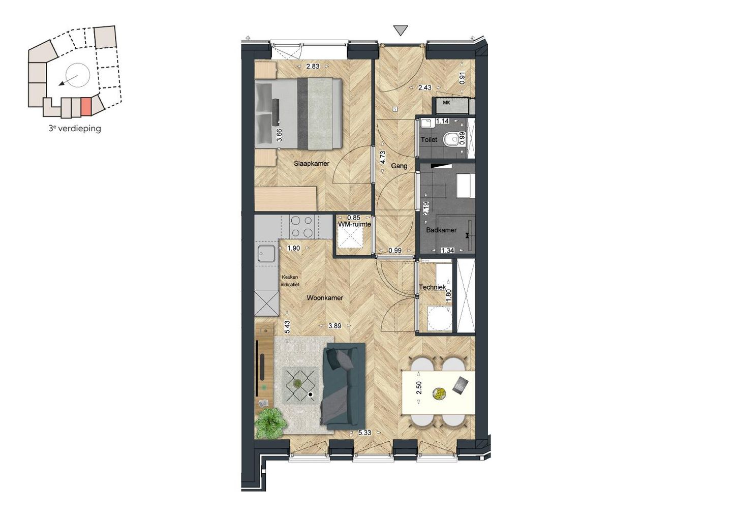 Foto 10 van De Strandwal Uitgeest tweekamerappartement (Bouwnr. 45)