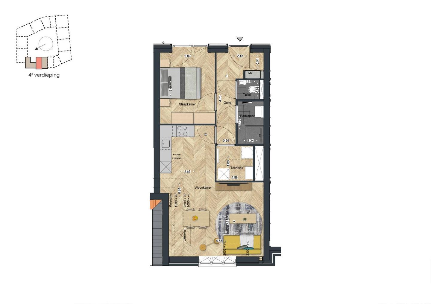 Foto 10 van De Strandwal Uitgeest tweekamerappartement (Bouwnr. 48)