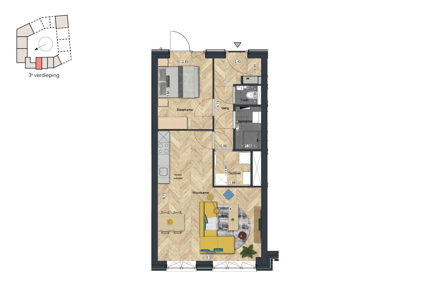 Foto 10 van De Strandwal Uitgeest tweekamerappartement (Bouwnr. 43)