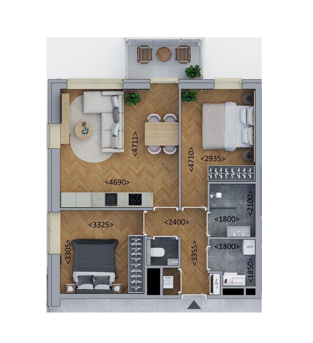 Foto 1 van Hoekappartement (Bouwnr. B2.1)