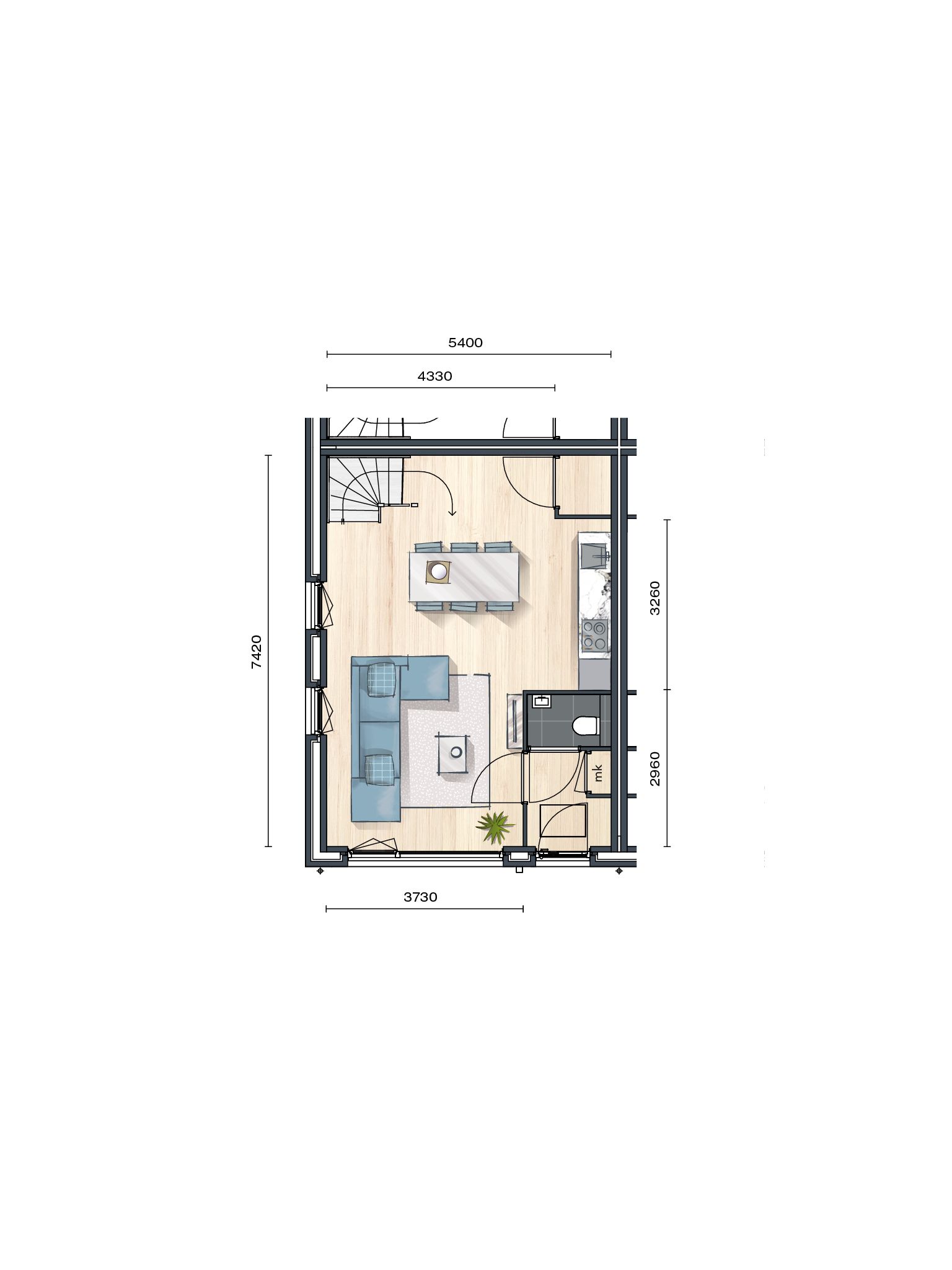 Buurtvrij fase 1a - Tussenwoning 008 Hoef en Haag - Aanzicht 6