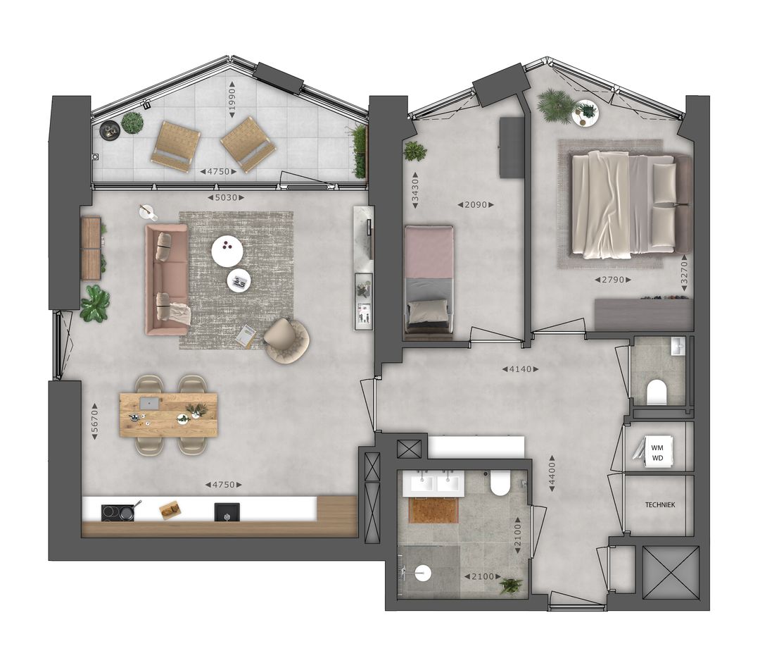 Foto 7 van Type C Breed 3 kamer appartement