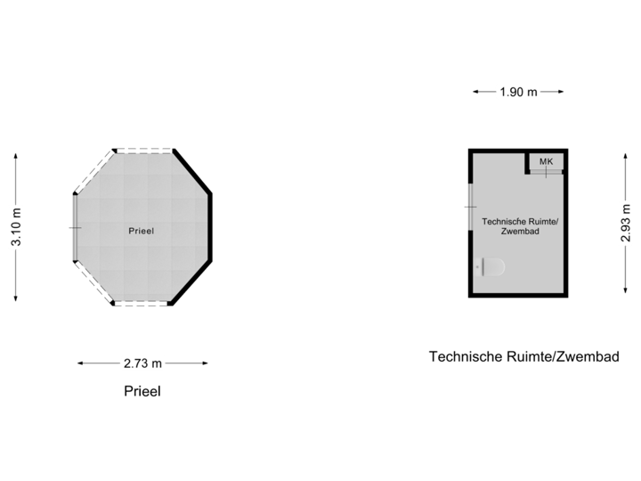 Prieel/ Technische Ruimte/ Zwembad