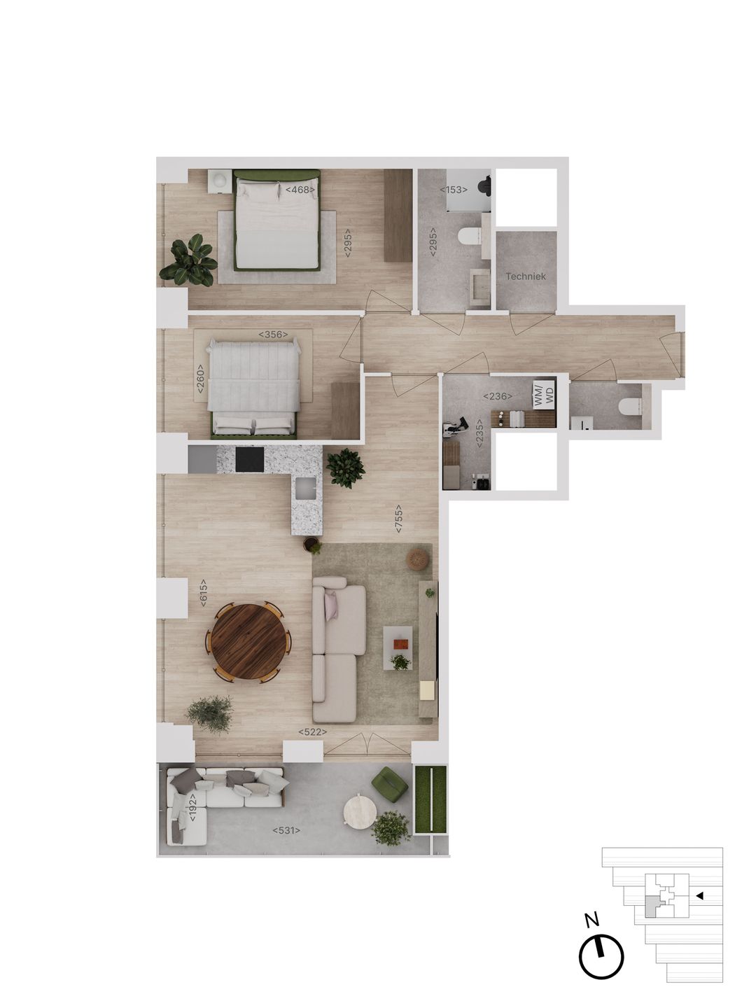 Foto 8 van 53 | type E | 3-kamer app | Rise (Bouwnr. 53)