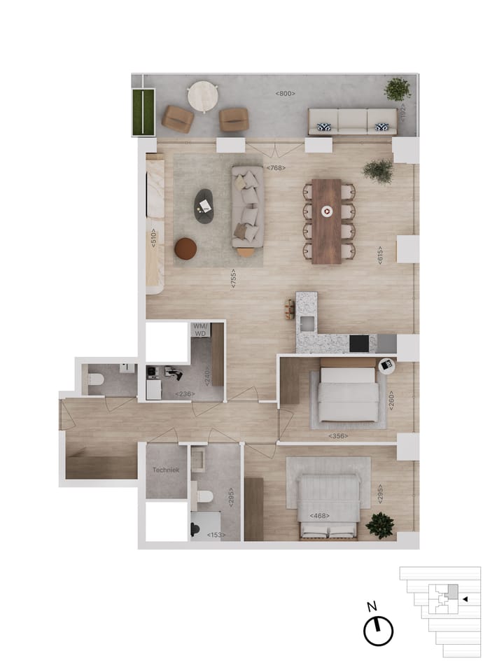 Foto 8 van 56 | type C | 3-kamer app | Rise (Bouwnr. 56)