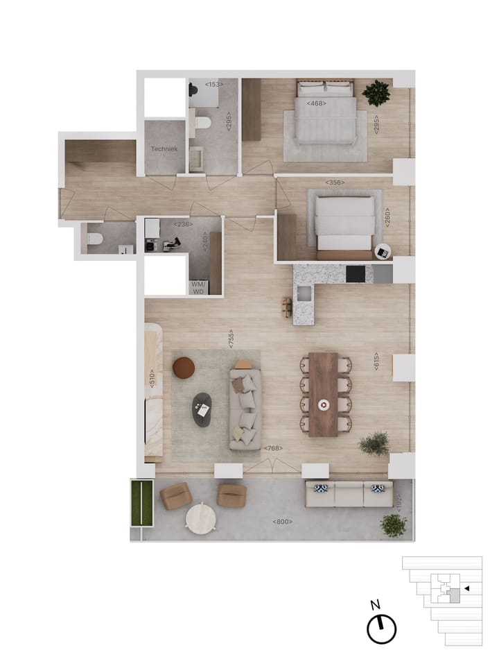 Foto 8 van 65 | type C | 3-kamer app | Rise (Bouwnr. 65)