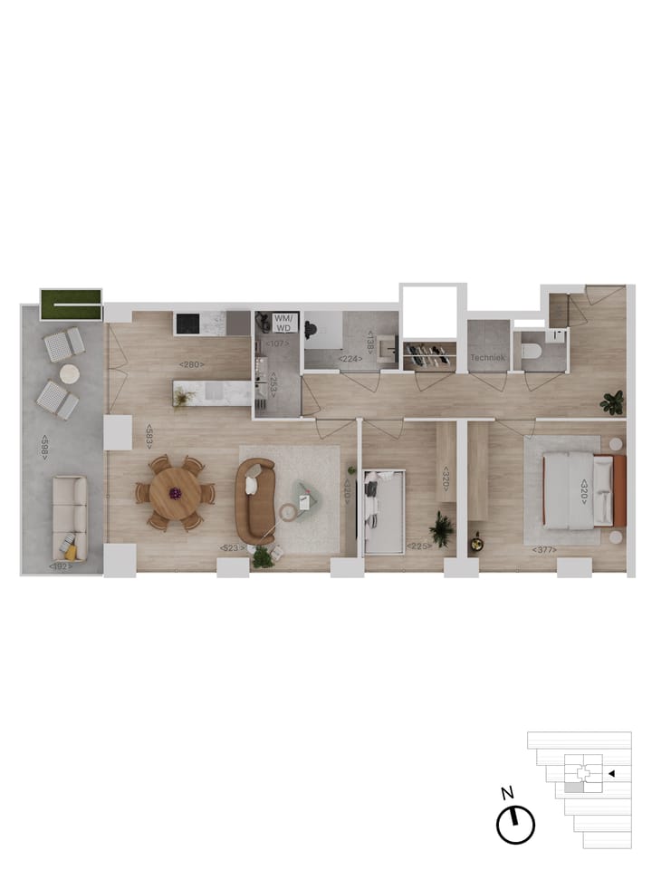 Foto 8 van 17 | type A | 3-kamer app | Rise (Bouwnr. 17)