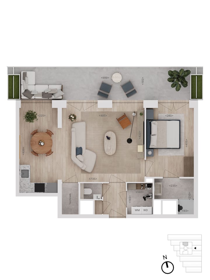 Foto 8 van 13 | type D | 2-kamer app | Rise (Bouwnr. 13)