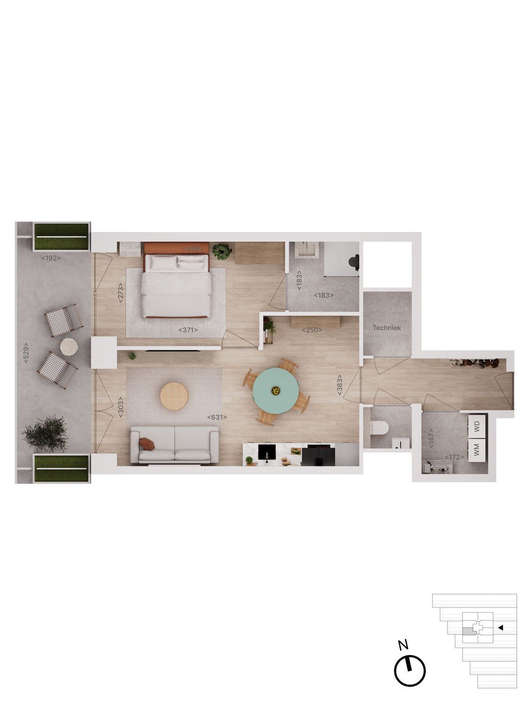 Foto 8 van 46 | type B | 2-kamer app | Rise (Bouwnr. 46)