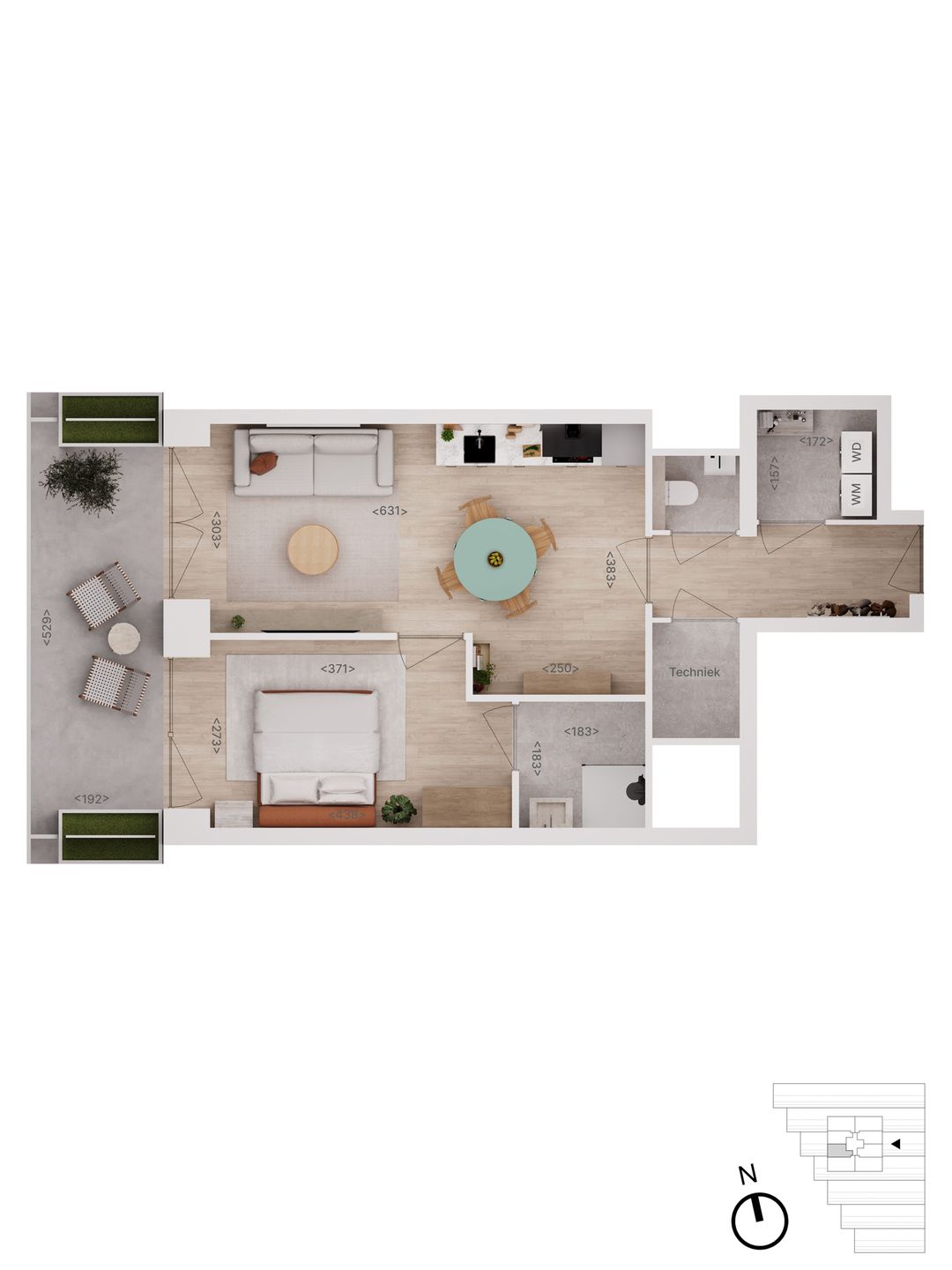 Foto 8 van 47 | type B | 2-kamer app | Rise (Bouwnr. 47)