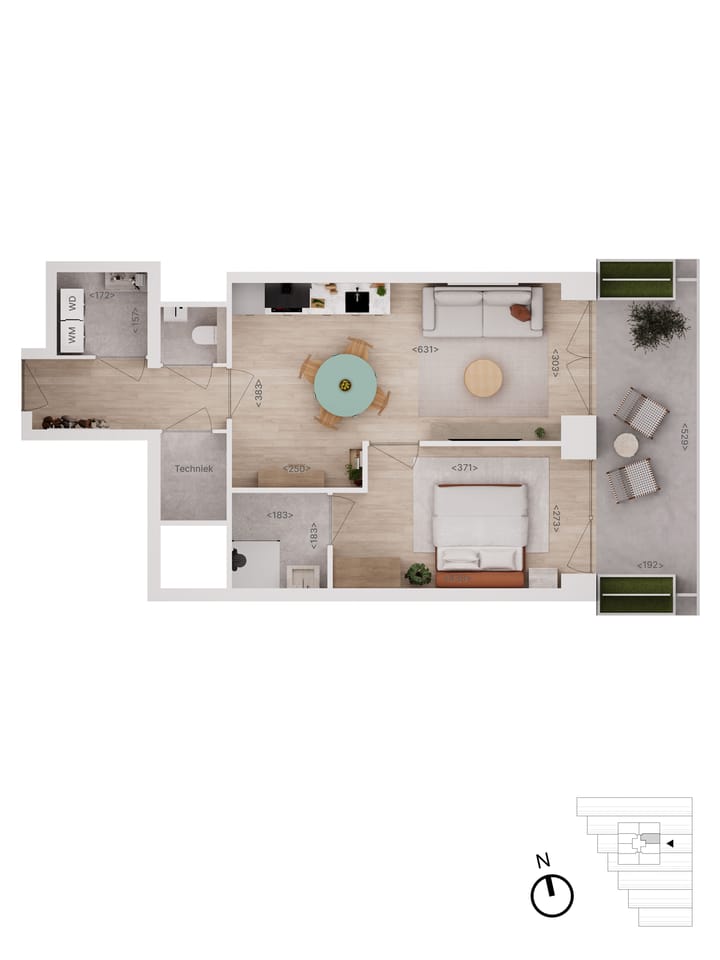 Foto 8 van 50 | type B | 2-kamer app | Rise (Bouwnr. 50)